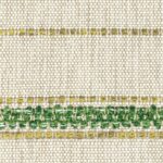 Detail van Elitis-stof Acosta Mendoza OD 138 62 met beige geweven structuur en horizontale groene en gele accenten.