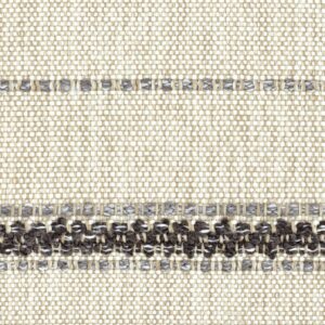 Close-up van Elitis-stof Acosta Mendoza OD 138 85 met een geweven patroon in beige, grijs en donkerbruin.