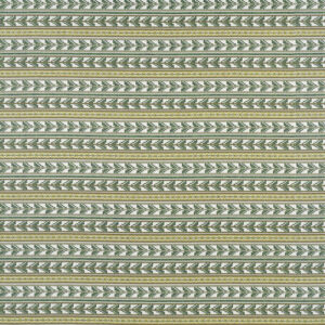 Groen-wit Elitis Acosta Santa Rosa OD 137 62 stofpatroon met horizontale geometrische strepen.