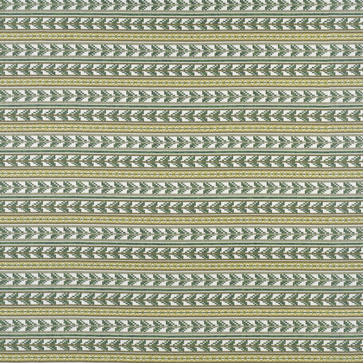 Groen-wit Elitis Acosta Santa Rosa OD 137 62 stofpatroon met horizontale geometrische strepen.