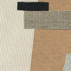Detail van Elitis-stof Alchimia Corso LR 343 01 met abstract patroon in beige, zwart en neutrale tinten.