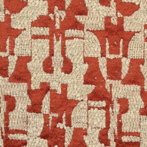 Detail van Elitis-stof Alchimia Giorgio LR 344 39 met abstract patroon in reliëf van rood en beige garen.