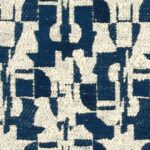 Detail van Elitis-stof Alchimia Giorgio LR 344 41 met een abstract patroon in blauw en wit.