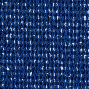 Grof geweven Elitis-stof Alchimia Intreccio LR 341 45 in diepblauw met zwarte en witte accenten.