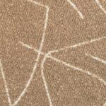 Close-up van Elitis-stof Alchimia Scala LR 345-12 met een beige textielstructuur en abstract wit lijnpatroon.