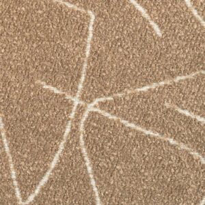 Close-up van Elitis-stof Alchimia Scala LR 345-12 met een beige textielstructuur en abstract wit lijnpatroon.