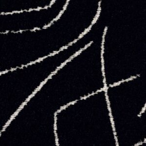 Donkerblauwe Elitis-stof Alchimia Scala LR 345-80 met abstracte, gebroken witte lijnpatronen.