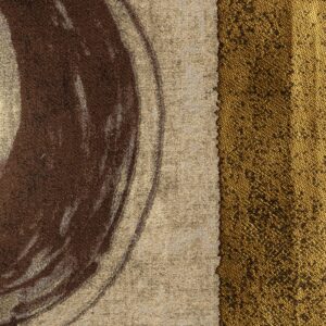Detail van de Elitis-stof Craft Chic Allegoria LR 339 72 met abstract patroon in bruin, beige en goudtinten.