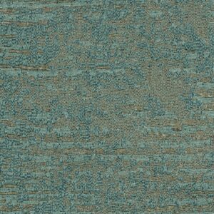 Detailopname van Elitis-stof Craft Chic Antico LR 334 61 met een organisch geweven patroon in groen-blauwe en bronsachtige tinten.