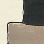 Abstract patroon op Elitis-stof Craft Chic Arte LF 343 01 in beige, zwart en crème tinten.