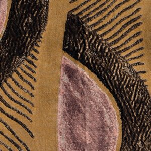 Detailopname van Elitis-stof Craft Chic Mistero LR 338 24 met abstract patroon in roze, zwart en goudtinten.