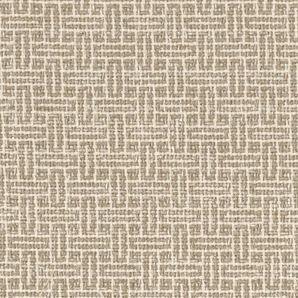 Beige Elitis-stof Ephemere Couture LW 910 05 met een fijn geweven, geometrisch patroon.