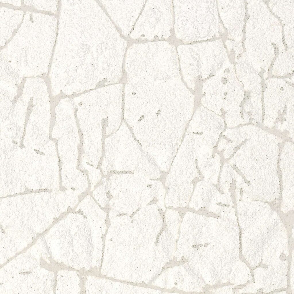 Lichtbeige Elitis-stof Ephemere Memento WO 115 01 met onregelmatig barstpatroon en textuur.