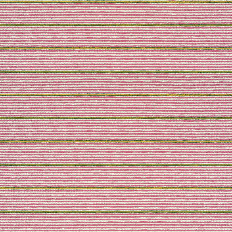 Stofpatroon Elitis Escondido LR 357 56 met horizontale roze, witte en olijfgroene strepen.