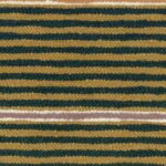 Gestreepte Elitis-stof Escondido LR 357 67 in geel, donkerblauw en beige tinten met grove textuur.