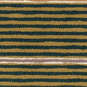 Gestreepte Elitis-stof Escondido LR 357 67 in geel, donkerblauw en beige tinten met grove textuur.