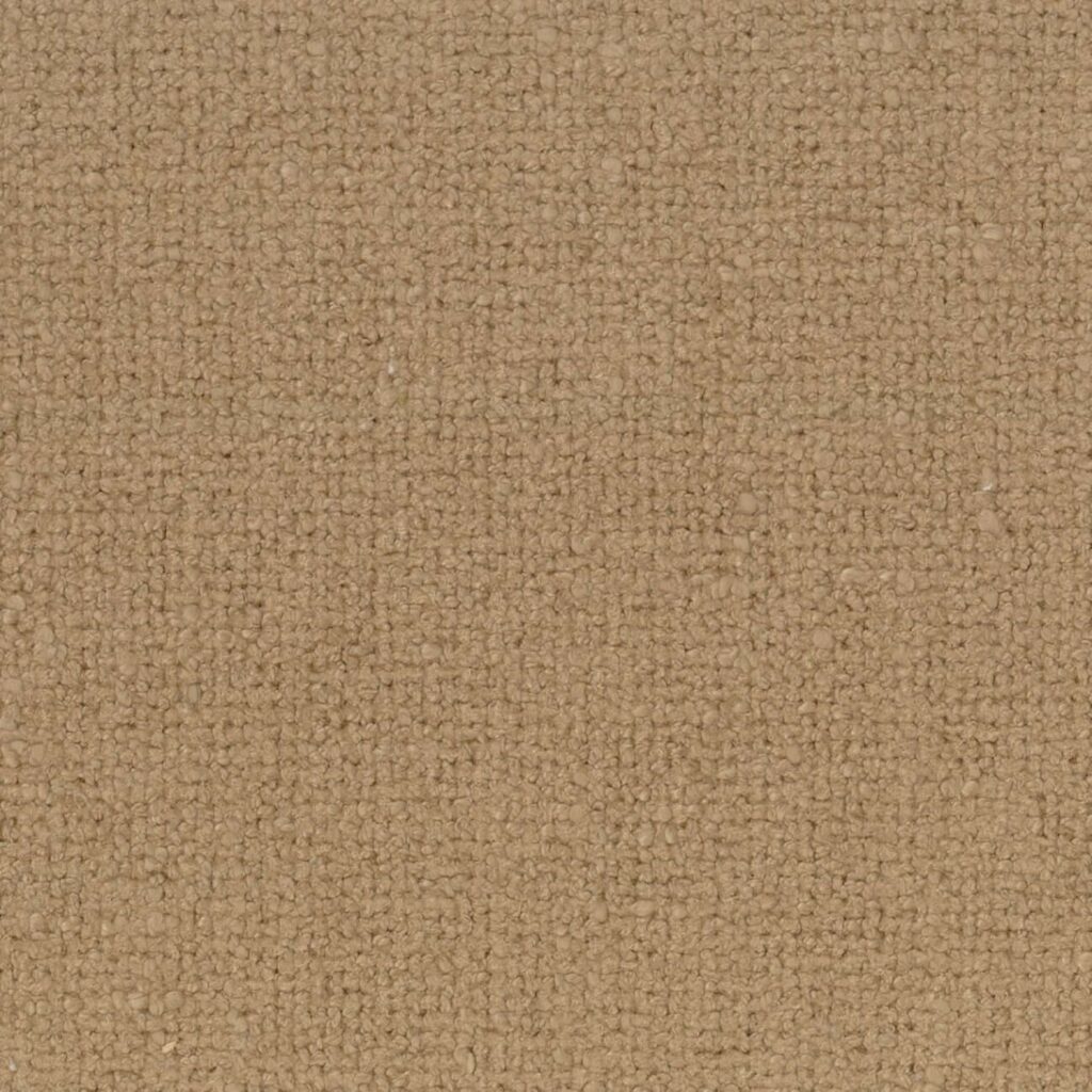 Close-up van de beige Elitis-stof Zelia LW 903 20 met een grove geweven textuur.