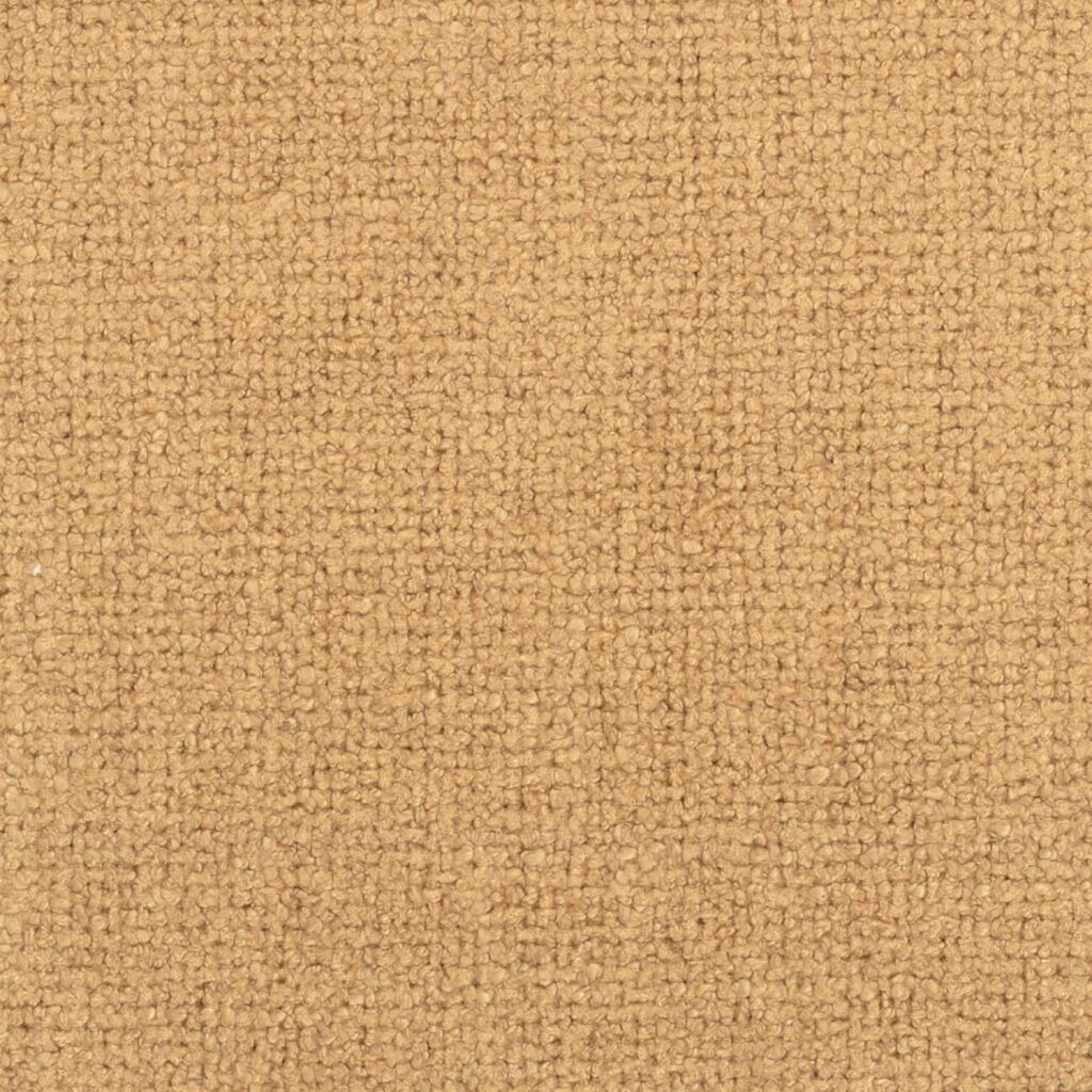 Close-up van de Elitis-stof Zelia LW 903 21 in een warme camel kleur met grove textuur.
