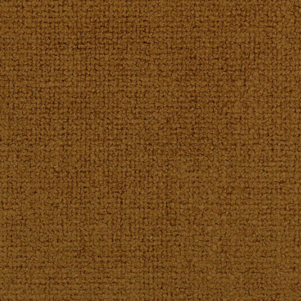 Close-up van de bruine Elitis-stof Zelia LW 903 79 met een grove geweven textuur.