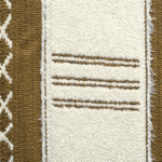Detail van Elitis-stof Escale LI 878 22 met geweven patroon in wit en olijfgroen.