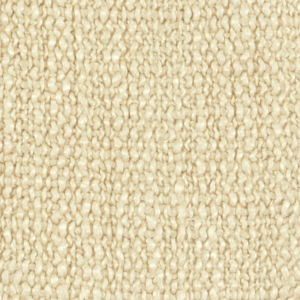 Crèmekleurige bouclé Elitis-stof Esprit LI 872 02 met grove textuur, gebruikt voor interieurtoepassingen.