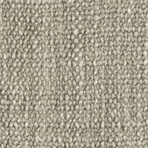 Close-up van de grijsbeige meubelstof Elitis Esprit LI 872 04 met een grove geweven textuur.