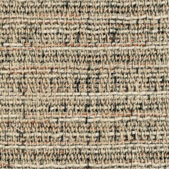 Close-up van Elitis-stof Horizon LI 873 30 met een grof geweven textuur in neutrale tinten.