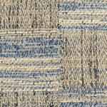 Detailopname van de Elitis-stof Horizon LI 873 40 met geweven beige en blauwe textuur.