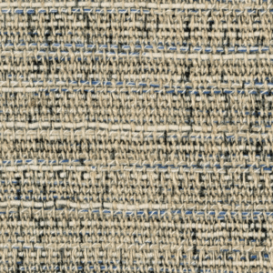 Detail van Elitis-stof Horizon LI 873 40 met een grof geweven structuur in beige- en blauwtinten.