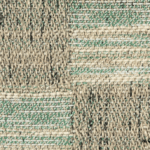 Detailopname van Elitis-stof Horizon LI 873 67 met een geweven patroon in beige, groen en zwart.