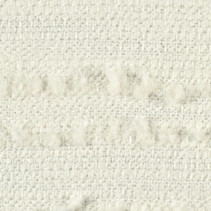 Close-up van de Elitis-stof Horizon LI 875 01 met een grof, crèmekleurig geweven textuur en subtiele lusdetails.
