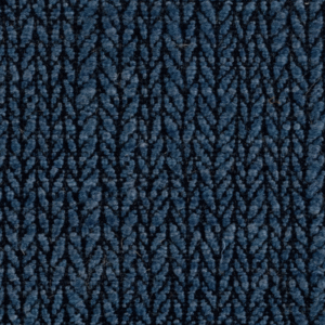 Donkerblauwe Elitis-stof Horizon LI 877 40 met een gestructureerd visgraatpatroon.