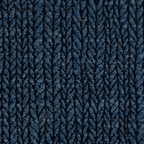 Donkerblauwe Elitis-stof Horizon LI 877 40 met een gestructureerd visgraatpatroon.