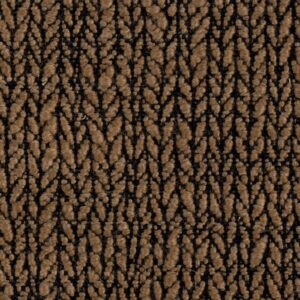 Close-up van de Elitis-stof Horizon LI 877 met een bruin en zwart geweven patroon.