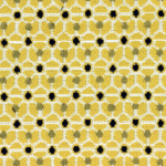 Geel Elitis Outdoor Rio OD 120-22 stof met geometrisch patroon van zwarte en witte accenten.
