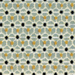 Detailopname van Elitis outdoorstof Rio OD 120 40 met een geometrisch patroon in blauw, geel en zwart.