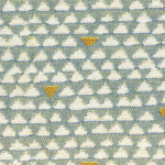 Detail van Elitis Outdoor-stof Rio OD 121 40 met geometrisch patroon in blauw, wit en geel.
