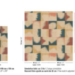 Abstract patroon van het Elitis Tribus Comporta RM 1079-42 behang met organische vormen in aardetinten op een linnenstructuur.