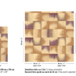 Voorbeeld van het Elitis Tribus Comporta RM 1079 42 roze behangpatroon in volledige herhaling en gesimuleerde toepassing over twee banen.