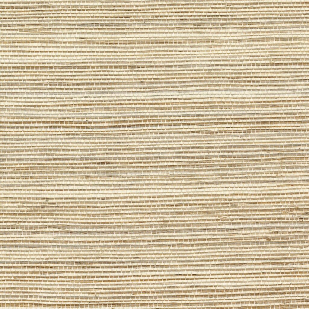 Beige geweven structuur van Elitis Tribus Favoris RM 1070 02 behang met een natuurlijke textieluitstraling.
