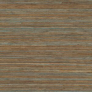 Close-up van het geweven textuurpatroon van Elitis Tribus Favoris RM 1070 45 in aardetinten en blauwgrijs.
