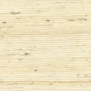 Beige grasscloth-behang met een natuurlijke, geweven textuur uit de Elitis Tribus collectie, model RM 1083 01.