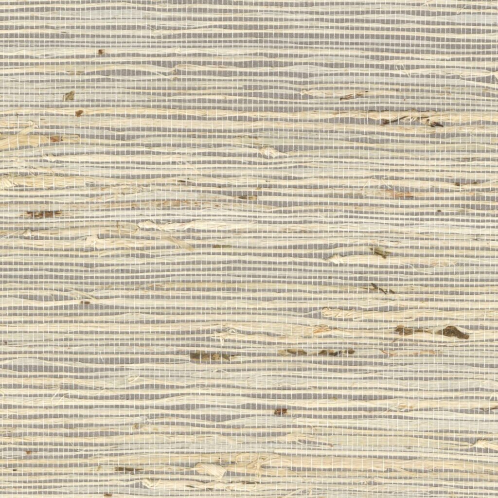 Natuurlijke grasscloth-behangstructuur met horizontale strepen in beige en grijstinten uit de Elitis Tribus collectie (rm-1083-04).