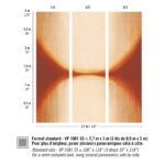 Abstract patroon 'Elitis Tribus Itza RM 1081 35' met warme aardetinten verdeeld over drie verticale panelen van 3 meter hoog.