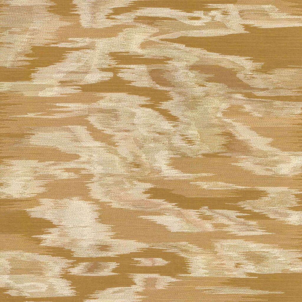 Decoratief Elitis Tribus Samarkand RM 1098 01 behang met een abstract patroon in zand- en goudtinten.