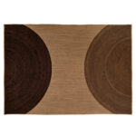 Rechthoekig Elitis vloerkleed Holiday TA 116 78 04 met een beige basis en twee grote cirkelvormige bruine motieven.