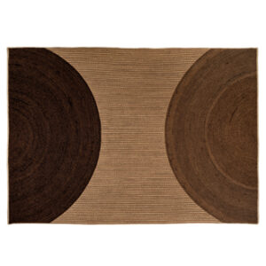 Rechthoekig Elitis vloerkleed Holiday TA 116 78 04 met een beige basis en twee grote cirkelvormige bruine motieven.