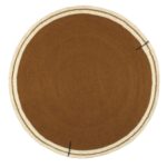 Rond Elitis vloerkleed Oscar TA 131 in bruin met crème randen, ontworpen door Buningh.
