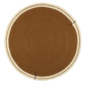 Rond Elitis vloerkleed Oscar TA 131 in bruin met crème randen, ontworpen door Buningh.