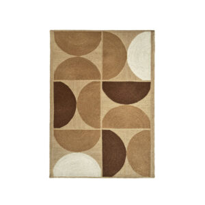 Elitis vloerkleed Rocky Caramel met geometrisch patroon in bruin-, beige- en crèmetinten, formaat 180 x 250 cm.